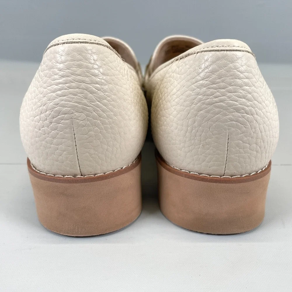 Vionic Emalyn Loafers Womens Size 9.5 Cream Beige Leather Lug Sole Comfort Shoes